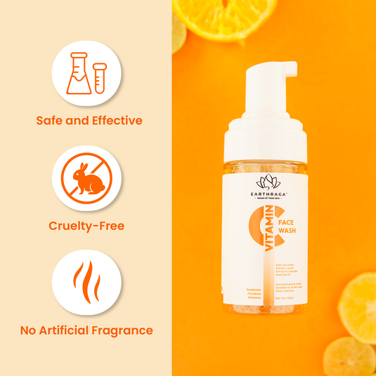 Earthraga Vitamin C Foam Face Wash | Brightens skin tone | 100ml