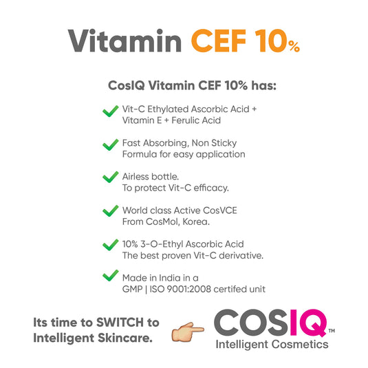 Vitamin CEF-10% Face Serum 30ml - CosIQ